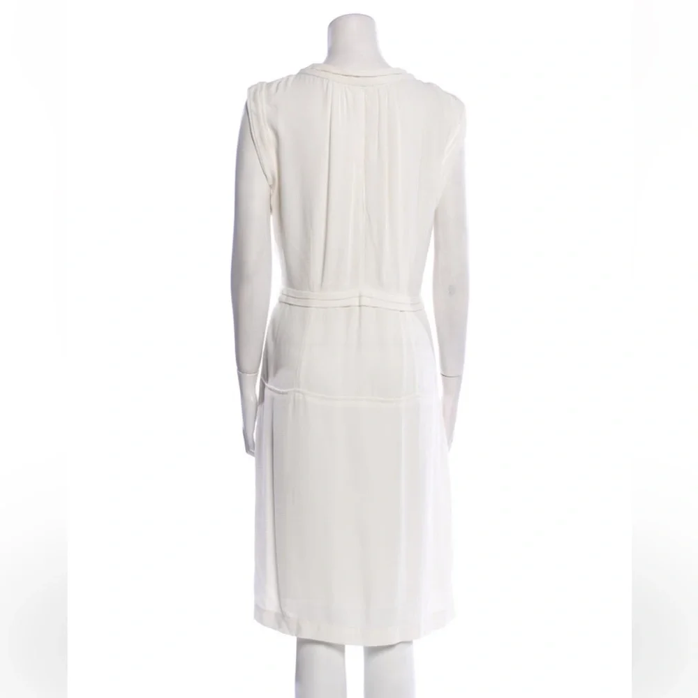Burberry Cream Sleeveless Pleated Midi Dress